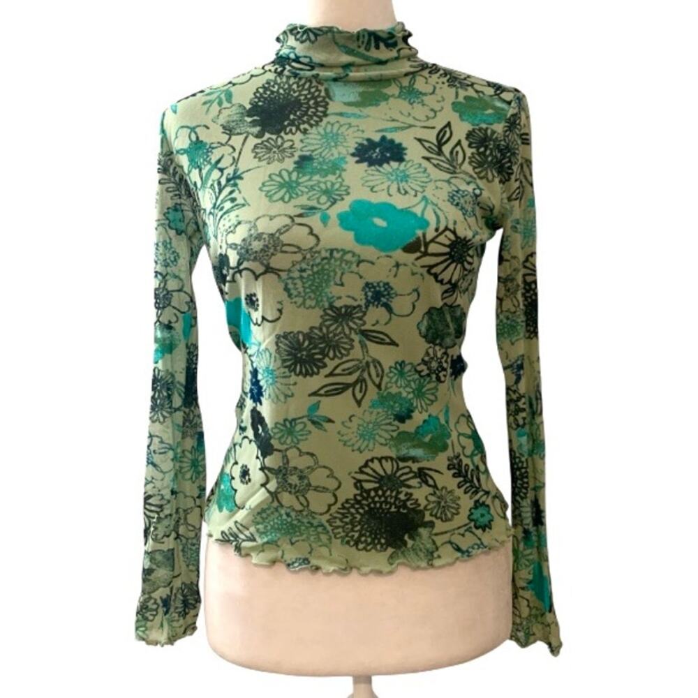Sigrid Olsen Vintage Y2K Sheer Floral Mesh Top